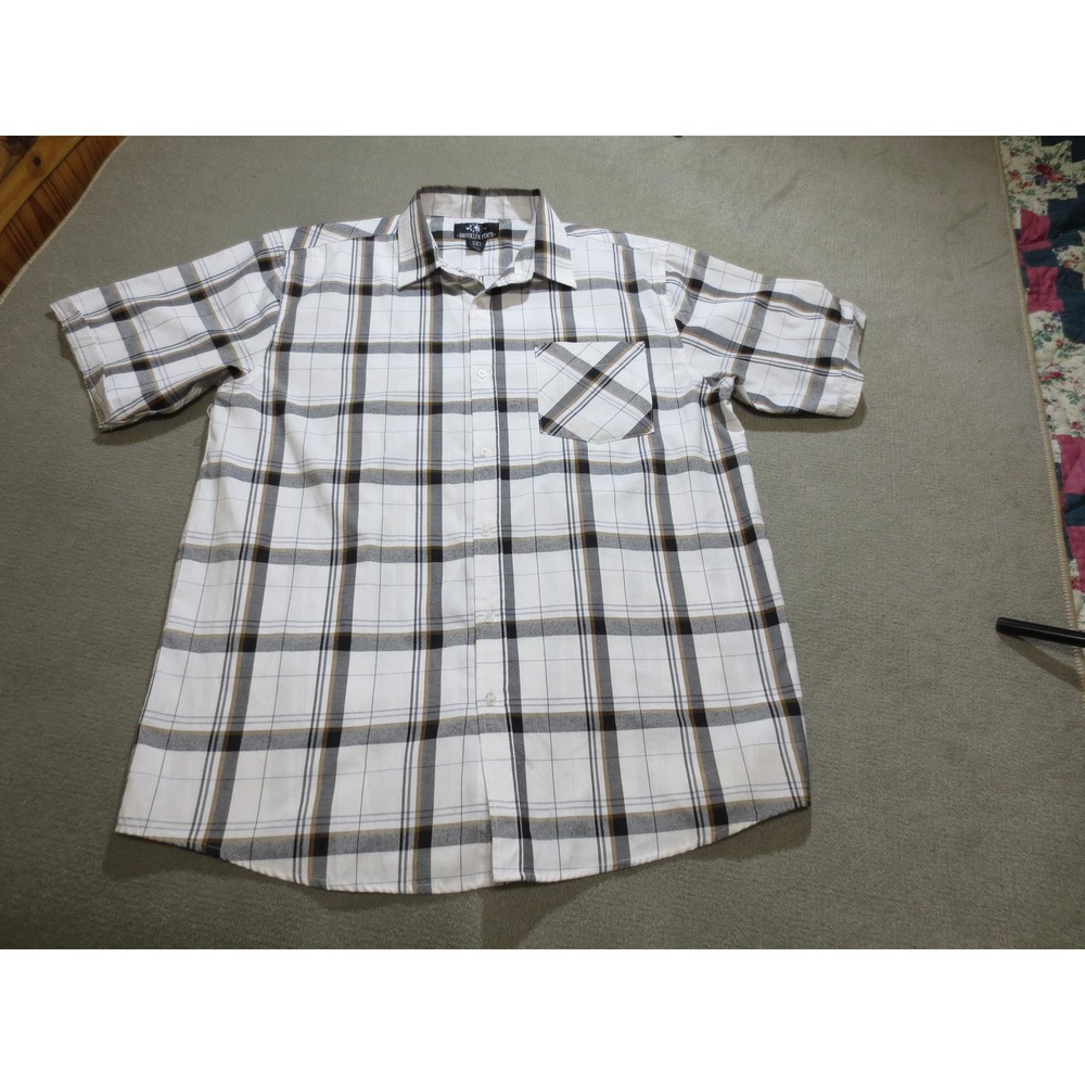 Brooklyn State Mens Shirt 3XL Short Sleeve Plaid Button Up Pocket